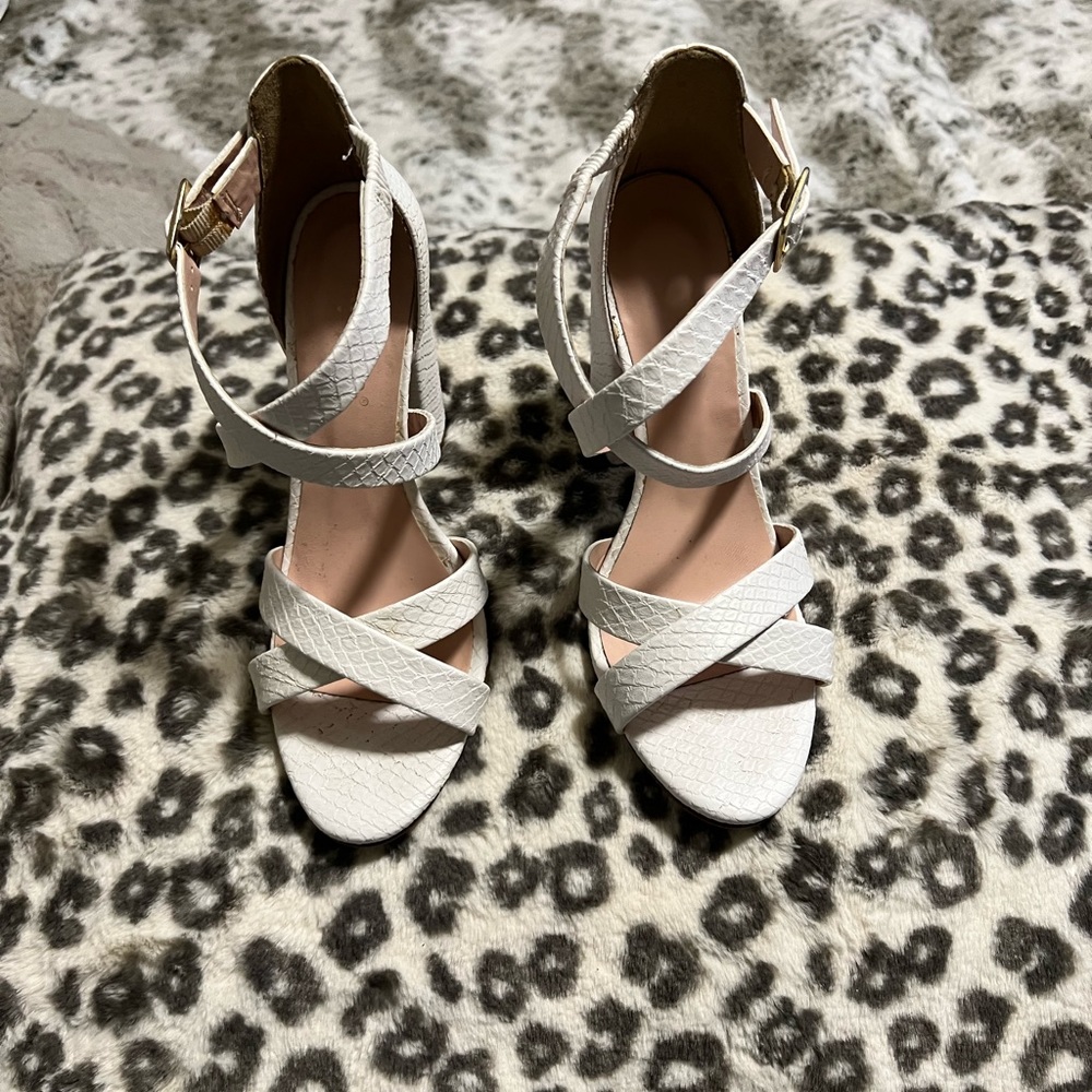 White croc heels